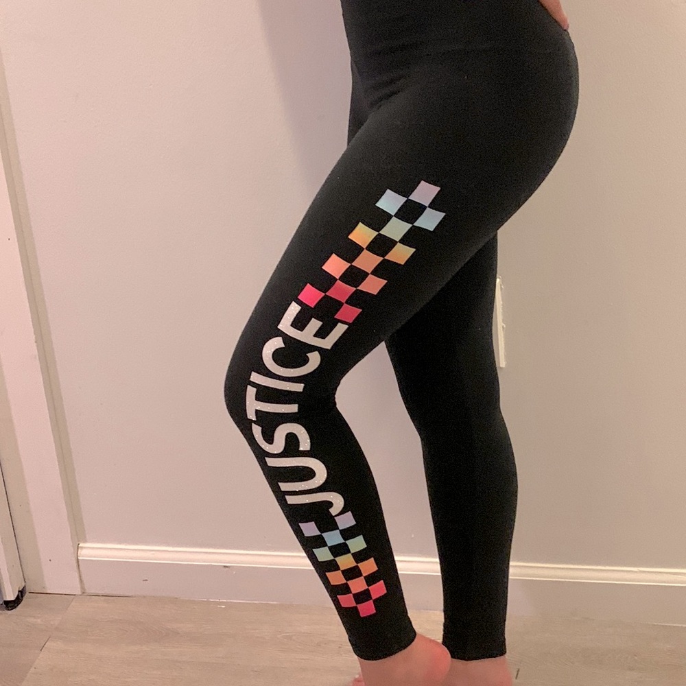 JUSTICE - Black/Multicolor Athletic Pants - Size 10